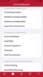 View of core competencies on the UGA PPAO app.