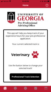 Page on the UGA PPAO app to view your selected track.