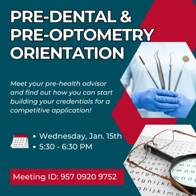 Instagram graphic promoting the 2025 PPAO Pre-Dental and Pre-Optometry orientation.