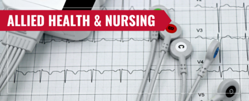 Allied Health and Nursing banner image with heart rate image